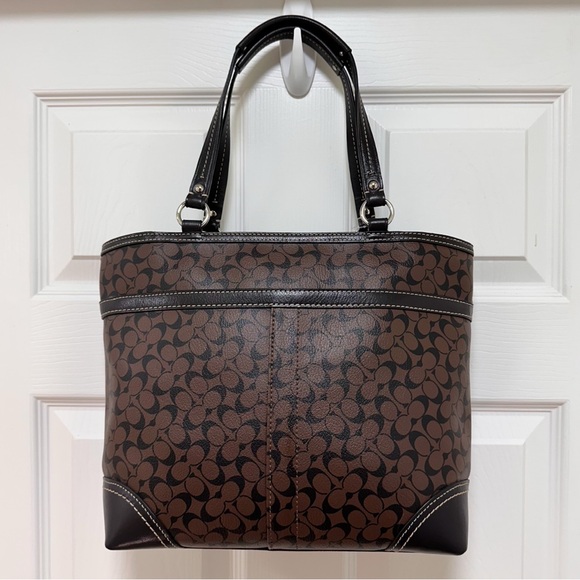 Coach Chelsea Heritage Stripe Signature Coated Canvas Leather Tote Vintage NWT - Picture 5 of 15